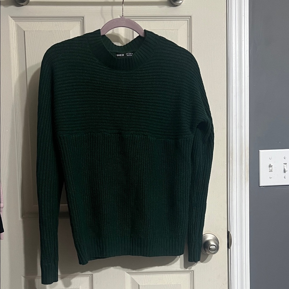 SHEIN Deep Green Crewneck Sweater